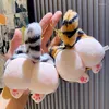 keychains tiger bukeychainふわふわしたメタルシェディングぬいぐるみミニペンダントキーチェーンバッグバスティフートイズギフト用