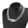 20mm 16-30Inches Iced Out Full Bling CZ Triple Lock Hip hop Cuban Link Chain Necklace for Men Women203Z