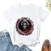 Polos pour femmes femme peinte avec le visage de la mort T-shirt graphique surdimensionné grande taille hauts t-shirts pour femmes