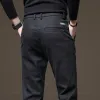 Pants 2024 New Winter Fleece Warm Men's Casual Pants Cotton Fashion Elastic Waist Twill Work Slim Flocking Thick Cargo Trousers Male