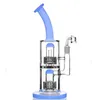 Tubi per acqua in vetro Perc a matrice stereo Narghilè spesso Bong Dab Rig Impianti petroliferi blu Bubbler Accessori per fumatori diffusi