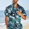 Camisas casuais masculinas verão havaiano floral praia plus size camisa 3d padrão de coco t-shirt retro árvore manga curta férias homem magro coreano