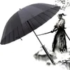 Creative Japanese Samurai Paraply Borttagbart handtag Automatiskt långt handtag svart regntät ninja-liknande svärd Katana-paraplyer 240301