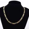 Mens 24k Real Yellow Solid Gold GF 8mm Italian Figaro Link Chain Necklace 24 Inches284y