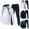 Tute da uomo con zip cardigan sfumato Tute Primavera Autunno Felpa con cappuccio Pantaloni da jogging Fitness Abbigliamento casual Abbigliamento sportivo Set Plus Size 240305