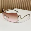 23 neue rahmenlose integrierte modische Sonnenbrillen Millennium Y2K Internet berühmter männlicher Schlangenkopf