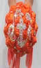 Orange Satin Wedding Flowers Decorations Crystal Pearls Bridal Bouquets Sweet 15 Quinceanera Bouquets Artificial Wedding Bouquet W3522773
