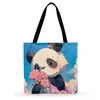 Kvällspäskor Vinden stiger Panda Cartoon Print Tote Bag Women Casual Christmas Gift Ladies Axel Ficable Shopping Beach