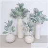 Decorative Flowers & Wreaths Decorative Flowers Wreaths 8Pcs Artificial Flocked Lambs Ear Leaves Stems Faux Branches Picks Greenery Sp Dh9Qj
