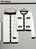 Koreaanse Vintage Gebreide Rokken Sets Vrouwen Nieuwe Slanke O-hals Korte Trui Vest 2 Stuk Pakken Chic Knop Malhas Faldas Conjunto