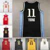 Баскетбольные майки Trae Young Black Blue White 2024 Городские мужчины Женщины молодежь S-XXL Sport Jersey