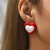 Stud Earrings Resin Acrylic Love Heart Pearl For Women Fashion Bohemia Trendy Jewelry Wemon Wedding Gift Pendientes Mujer