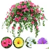 Decorative Flowers & Wreaths 65Cm Hanging Basket Artificial Morning Glory Flower Pots Decorative Manma Petunia Orc Flowers Home Decor Dh5Ue