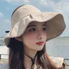 베레트 한국 UV 에어 탑 썬 보호 모자 여성 여름 페이스 페이스 커버 넓은 챙우 활 피셔 맨