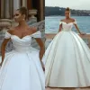 Elegant Sweetheart Off-the-shoulder Ball Gown Wedding Dresses Sweep Train Satin Bridal Gowns 2023 BC12593
