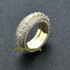 Eternity europejski i amerykański styl pięcioosierkowy CZ Diamond inkrustowany pierścień obrotowy pełen diamentów męskie pierścień hip hop Hipster rota277o