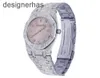 Audema Pigu Mechanical Watches Selfwinding Chronograph armbandsur Womens Epic Royal Oak 35mm S. Steel Pink Dial Diamond Watch 12.5 CARAT WN-OJ31