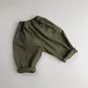 Trousers 2024 Boys Girls Spring Autumn One Piece Pressed Casual Radish Diagonal Woven Pants Soft Loose All-match Outdoor
