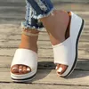 Hausschuhe Halbschuhe Frau 2024 Slipper Rom Hoof Heels Slides Gummi PU Stoff Rutscht