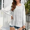 Damesblouses 2024 Casual chiffon blouse met lange mouwen Losse damesoverhemden Lente en herfst Ronde kraag Zoete ruches Tops Kleding Blusas