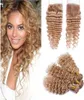 Deep Wave 27 Honey Blonde 4x4 Spetsstängning med väver Extensions Virgin Brasilian Light Brown Human Hair 3Bundles handlar om CLO2781538