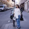 Kadınlar Bahar Yeni Tasarım Denim Kot Floral Nakış Gevşek Uzun Pantolon Pantolon Smlxl