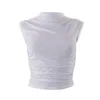 Boderas para mujeres Campo redondeo de la camiseta de la calle del cuello redondo para mujeres Camiseta blanca de verano