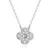 Naszyjnik designerski Vancf Naszyjnik luksus Diamond Agat 18K Gold Sterling Full Diamond Clover Naszyjnik Wylewany z złotym diamentowym łańcuchem traw