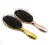Brosses en poils de sanglier de couleur dorée, brosse professionnelle pour Salon de coiffure, Extensions de cheveux, outils 3558148