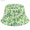 Cappelli a tesa larga Cappelli a secchiello Hot nuovo cappello da pescatore stampato indossabile su entrambi i lati protezione solare cappello da sole ombrellone cappello da donna per il tempo libero all'aperto L240305