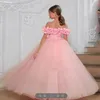 Robes de fille de fleur pour les mariages Appliques de fête Satin petites filles robes de soirée de bal robe de concours