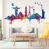 Wall Stickers Creative Building Living Room Decoration Mural Teen Bedroom Modern Sticker Boys Girls Decorations Wallpaper