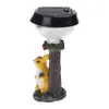 Decorazioni da giardino Cartoon Aanimal Statua Luce solare Gattino Cucciolo Figura in resina Scultura Lampada Arte Ornamenti artigianali Dropship