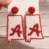 Studörhängen Design Game Day Sport Handmased Letter A Seed Pärla Fashion Jewelry for Women