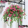 Flores decorativas grinaldas 65cm cesta de suspensão artificial manhã glória vasos de flores decorativas manma petúnia orc flores decoração de casa dh5ue