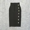 Saias 2024 elegante midi cintura alta figura lisonjeira única fileira botão design mulheres apertado encaixe quadril envoltório lápis saia venda