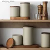 Food Jars Canisters Ceramic Airtight Jar Tea Storage Tank Home Food Storage Containers Wooden Lid Seasoning Jar Kitchen Canister Sets Sugar Bowl