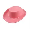 Berets 1Pc Childrens Brown Red Felt Cowboy Hat Western Big Eaves Novelty Christmas Cowgirl Costume For Kids Boys Girls