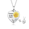 Doreen Box Mode Crematie As Urn Hart Zonnebloem Hangers Ketting Zilver Kleur Metaal Vrouwen Mannen Kan Open Sieraden Geschenken 1PC279u