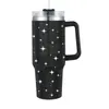 40oz Shiny Diamond Tumble Coffee Insulation Cup Stainless Steel Car Bottle Straw Large Capacity Rhinestone Cup