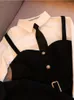 Sukienki robocze Kobiety Blazer Shirt Sukienka Trzyczęściowe garnitury jesienna wiosna 2024 w stylu college'u wełniany wełniany płaszcz w stylu college'u