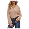 Bustiers Korsetten 4# Dames Casual Slanke Effen Kleur Blouses Grote maten V-hals Dunne Gothic Tops met lange mouwen T-shirt Oversize