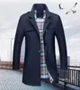 Herren-Trenchmäntel, Herbst-Winter, modisch, Baumwollmischung, lässig, Business-Mantel, Herren-Sportmäntel, hübscher, solider langer Trenchcoat, schmale Oberbekleidung, Herren-Windjacken, M-4XL