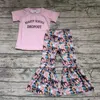 Set di abbigliamento all'ingrosso Ringraziamento Bambino Neonate Bambini Vestiti autunnali Abiti Bambini Lettera T-shirt bianca Pantaloni con fondo marrone