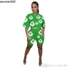 Womens Tracksuits Two Pieces Set Designer 2024 New Summer Round Neck Short Sleeved Shorts Popular Digital Printed Set 5 Colours