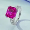 Bague en diamant rubis taille Asscher 100% en argent Sterling 925 véritable, bague de mariage pour femmes, bijoux de fiançailles, cadeau de mariée