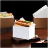 Geschenkverpakking 50 stuks Helpf Sandwich Take Out Box Non-stick Recyclebaar papier Smakelijke Donut Toast Holding Broodbakje Drop Delivery Dh80O