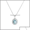 Pendentif Colliers Sterling Sier Bleu Cristal Strass Collier Simated Gemstone Pour Femmes Filles En Gros Drop Livraison Bijoux Pe Dhlu4