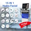 15 i 1 Hydra ansiktsmaskin hydro dermabrasion ansiktsskalning ultraljud hud skrubber syre spray hudvård mikrodermabrasion