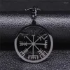Keychains Viking Vegvisir Compass Necklace Men rostfritt stål nordiska runor Odin Keyrings Celts Ethnic Jewelry Llavero Hombre K3048S05